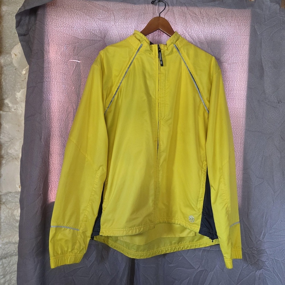 Novara Cycling Jacket Mens XXL Yellow Full Zip High Vis Reflective Rain Bike